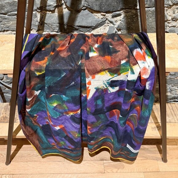 Gianni Versace Vintage Paint Brush Print Large Cotton Scarf - Picture 4 of 9